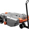 Camco Rhino 36-Gallon Portable RV Tote Tank - Features 2 Steerable No-Flat Front Wheels & Built-in Gate Valve - Includes Removable 24" Tow Bar, 3’ Sewer Hose & More RV Accessories (39007)