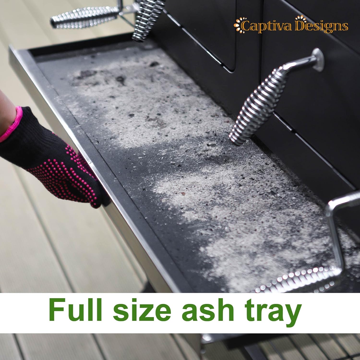 Captiva Designs Extra Large Charcoal BBQ Grill with Oversize Cooking Area(794 SQIN), Outdoor Cooking Grill with 2 Individual Lifting Charcoal Trays and 2 Foldable Side Tables6
