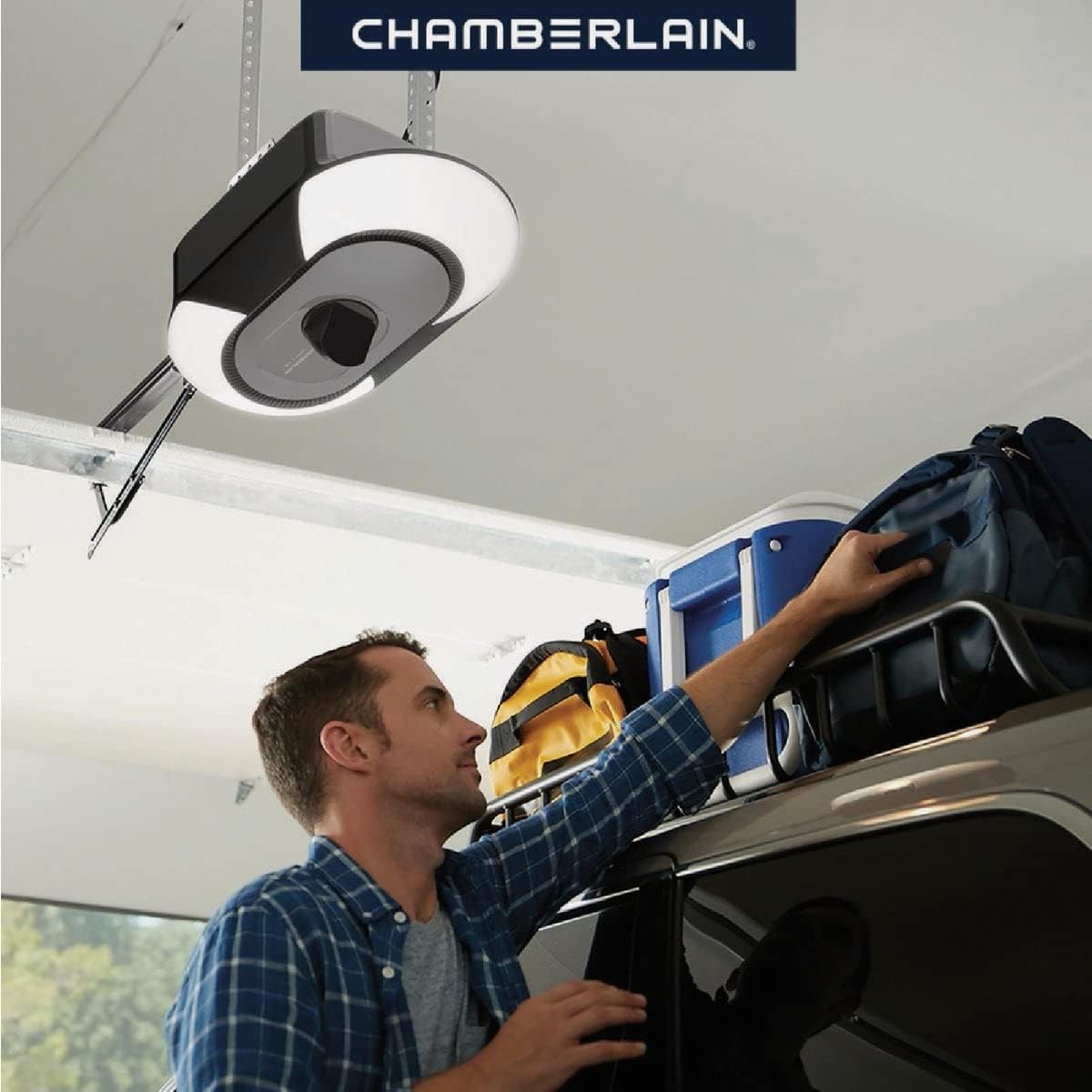 Chamberlain B6753T Smart Garage Door Opener, Video Streaming & Advanced Corner LED Lighting-myQ Smartphone Controlled-Ultra Quiet, Strong Belt Drive & MAX Lifting Power2