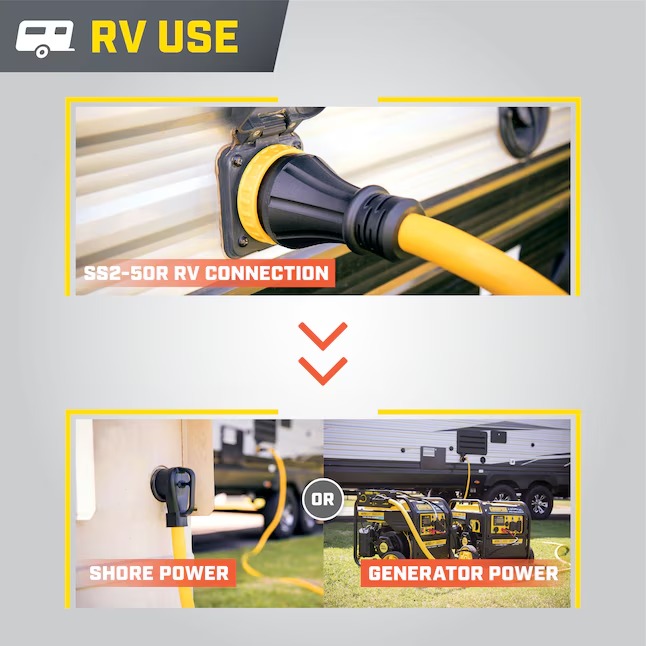 Champion Power Equipment 100828 50-Amp RV Generator 30-ft 1 3 Prong Yellow Outdoor Heavy Duty Locking Extension Cord4_11zon