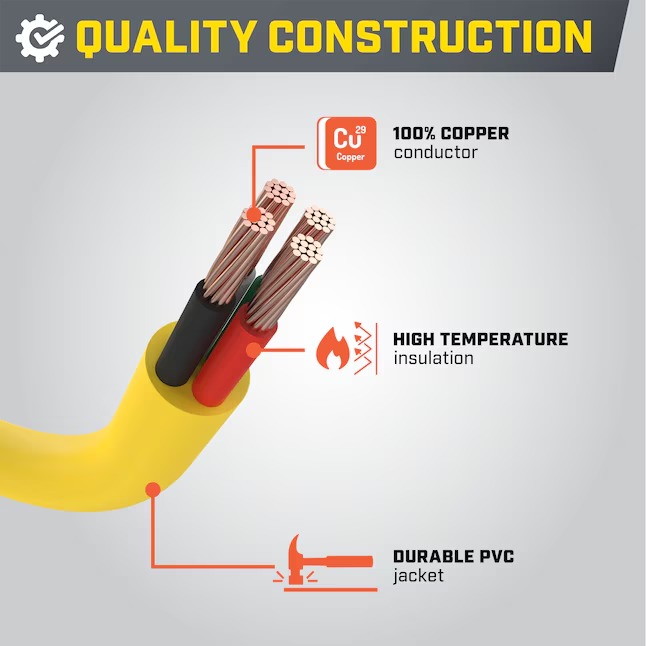 Champion Power Equipment 100828 50-Amp RV Generator 30-ft 1 3 Prong Yellow Outdoor Heavy Duty Locking Extension Cord54_11zon