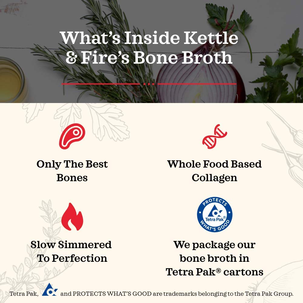 Chicken Bone Broth Soup by Kettle and Fire, Pack of 6, Keto Diet, Paleo Friendly, 10g of protein, 16.9 Ounce (Pack of 6)5
