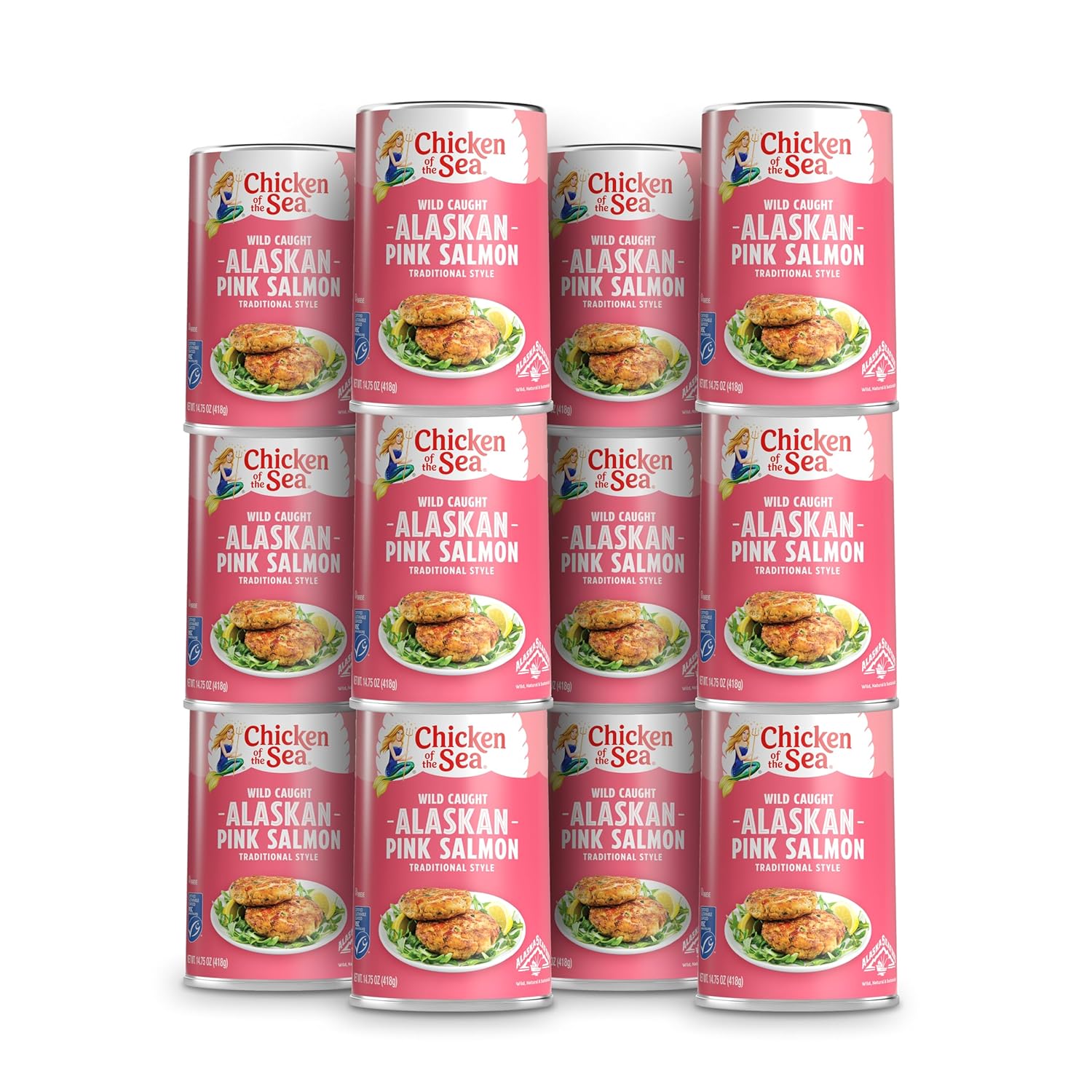 Chicken of the Sea Alaskan Pink Salmon, 14.75 Ounce Cans (Pack of 12), Wild Caught Canned Salmon, Traditional Style Chicken of the Sea Alaskan Pink Salmon, 14.75 Ounce Cans (Pack of 12), Wild Caught Canned Salmon, Traditional Style