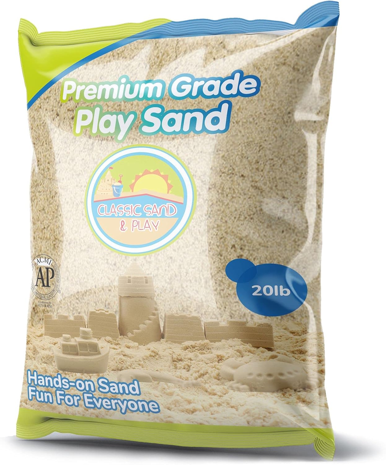 Classic Sand and Play Sand for Sandbox, Table, Therapy, and Outdoor Use, 20 lb. Bag, Natural, Non-Toxic, Wet Castle Building for Creativity and Stimulates Sensory Skills Classic Sand and Play Sand for Sandbox, Table, Therapy, and Outdoor Use, 20 lb. Bag, Natural, Non-Toxic, Wet Castle Building for Creativity and Stimulates Sensory Skills