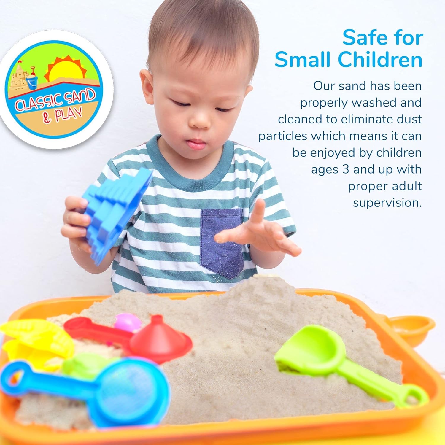 Classic Sand and Play Sand for Sandbox, Table, Therapy, and Outdoor Use, 20 lb. Bag, Natural, Non-Toxic, Wet Castle Building for Creativity and Stimulates Sensory Skills3