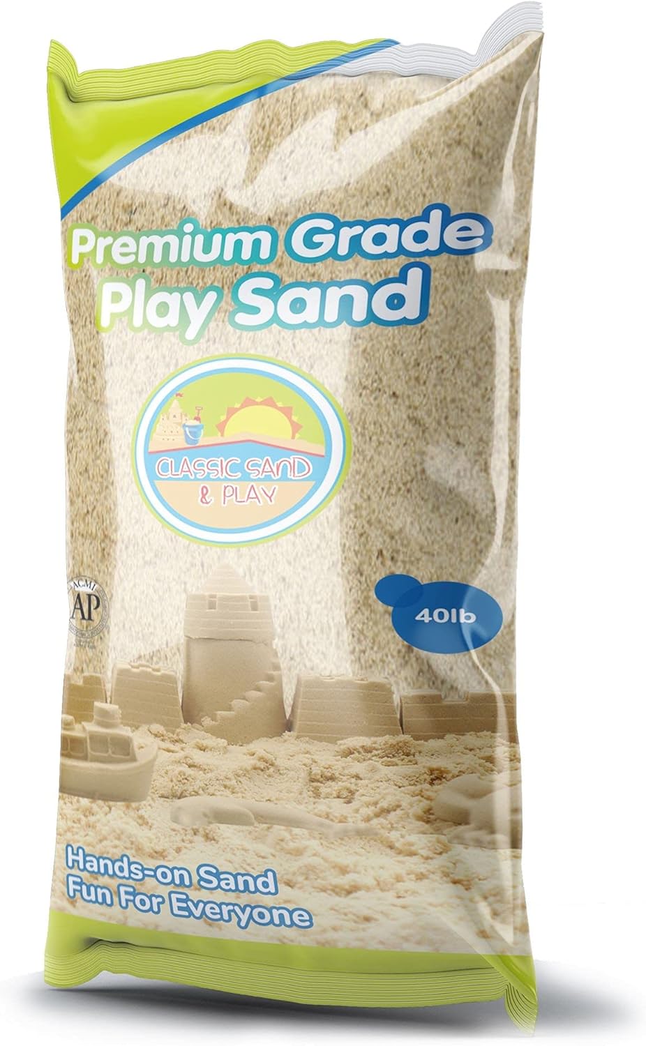 Classic Sand and Play Sand for Sandbox, Table, Therapy, and Outdoor Use, 40 lb. Bag, Natural, Non-Toxic, Wet Castle Building for Creativity and Stimulates Sensory Skills Classic Sand and Play Sand for Sandbox, Table, Therapy, and Outdoor Use, 40 lb. Bag, Natural, Non-Toxic, Wet Castle Building for Creativity and Stimulates Sensory Skills