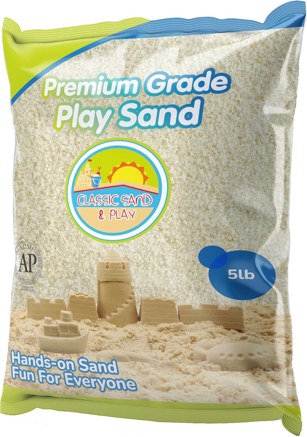 Classic Sand and Play Sand for Sandbox, Table, Therapy, and Outdoor Use, 5 lb. Bag, Natural, Non-Toxic, Wet Castle Building for Creativity and Stimulates Sensory Skills Classic Sand and Play Sand for Sandbox, Table, Therapy, and Outdoor Use, 5 lb. Bag, Natural, Non-Toxic, Wet Castle Building for Creativity and Stimulates Sensory Skills