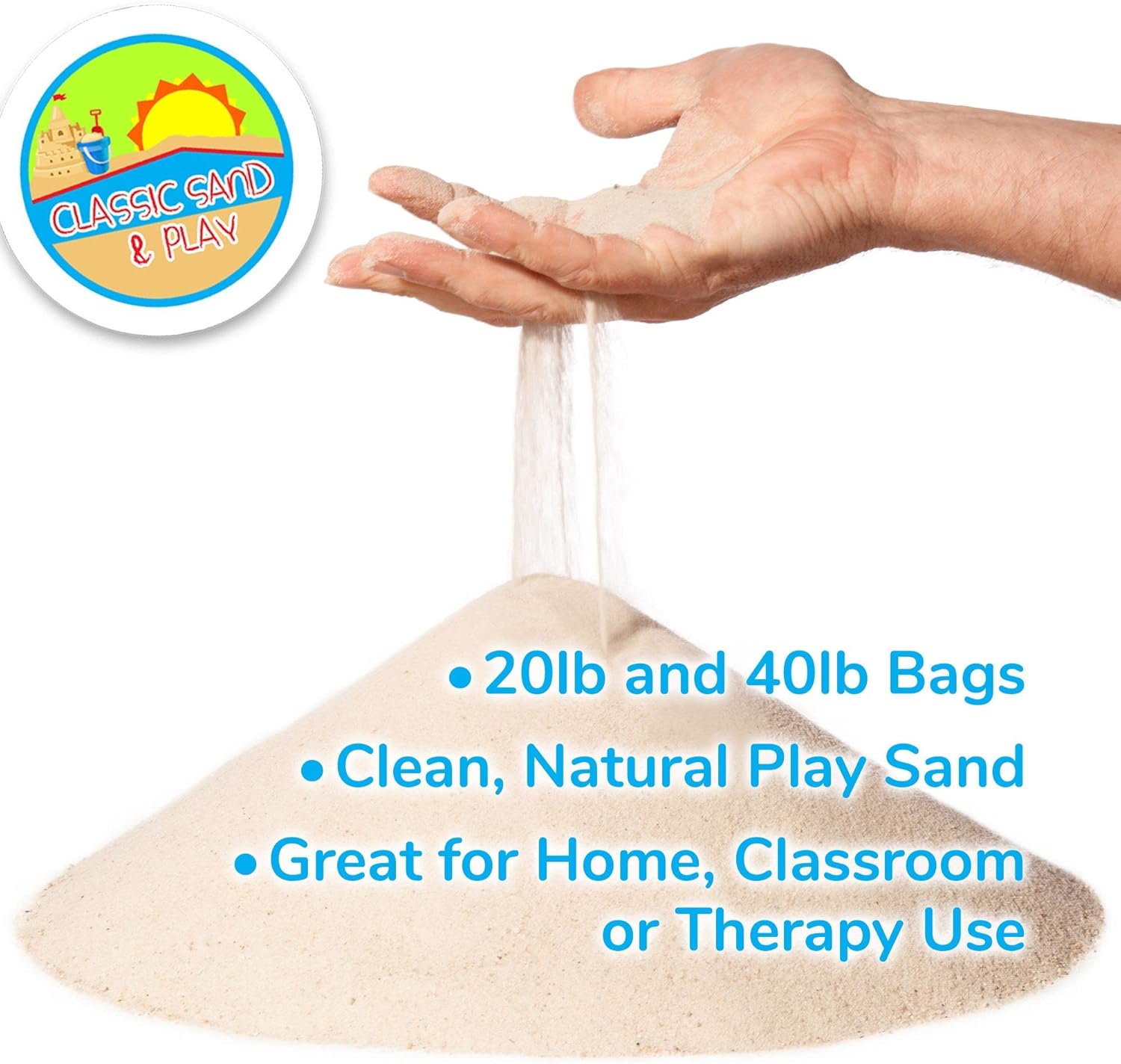 Classic Sand and Play Sand for Sandbox, Table, Therapy, and Outdoor Use, 5 lb. Bag, Natural, Non-Toxic, Wet Castle Building for Creativity and Stimulates Sensory Skills8