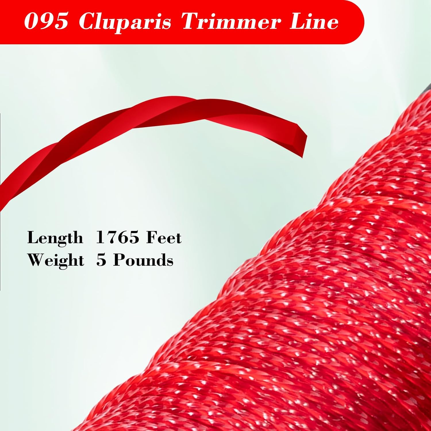 Cluparis String Trimmer Line .095-Inch-by-1765-Foot 5lb Premium Spiral in Spool Red Heavy-Duty Trimmer Cord1