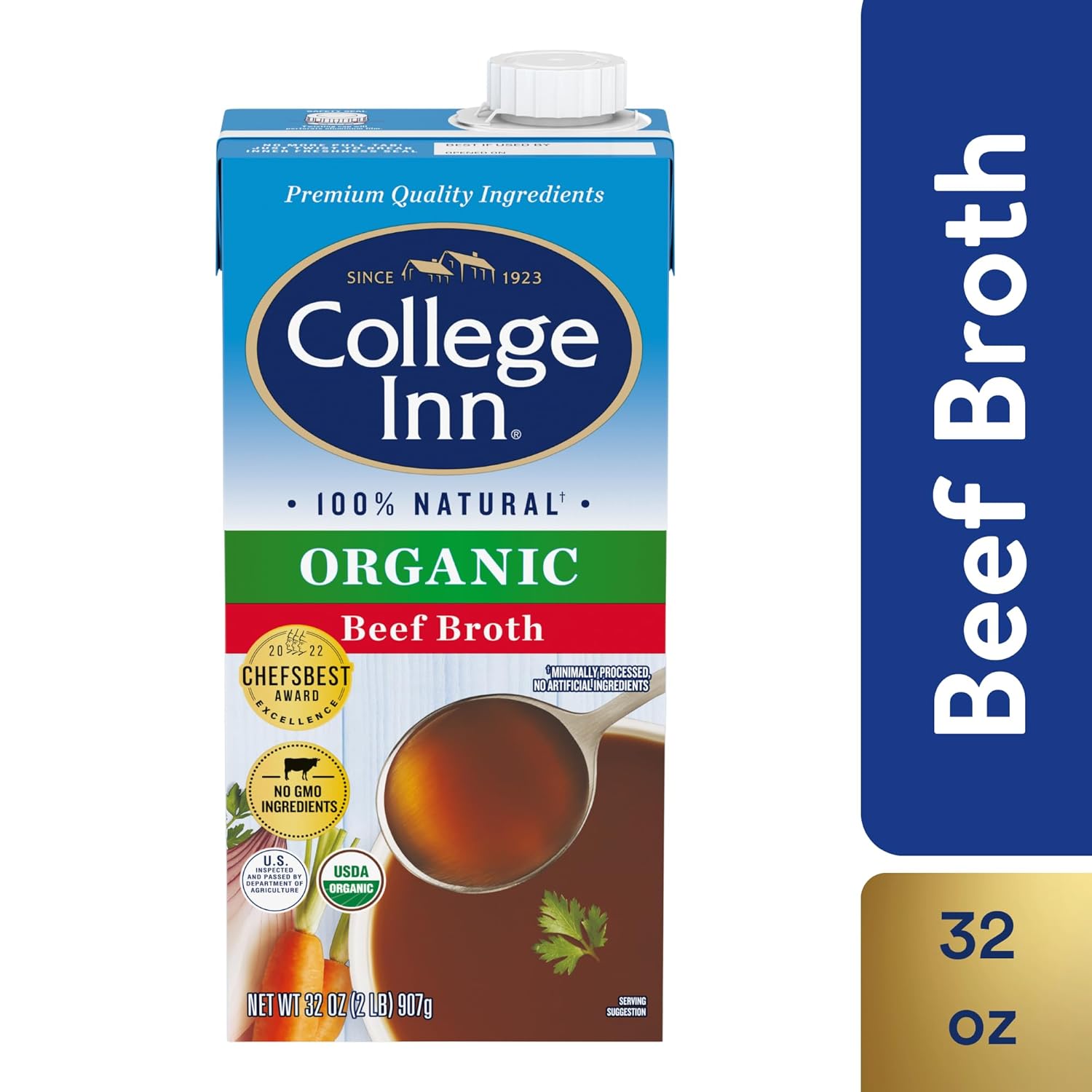 College Inn Organic Beef Broth, 32oz (12 Pack) All Natural, USDA Organic, No MSG, Non GMO2