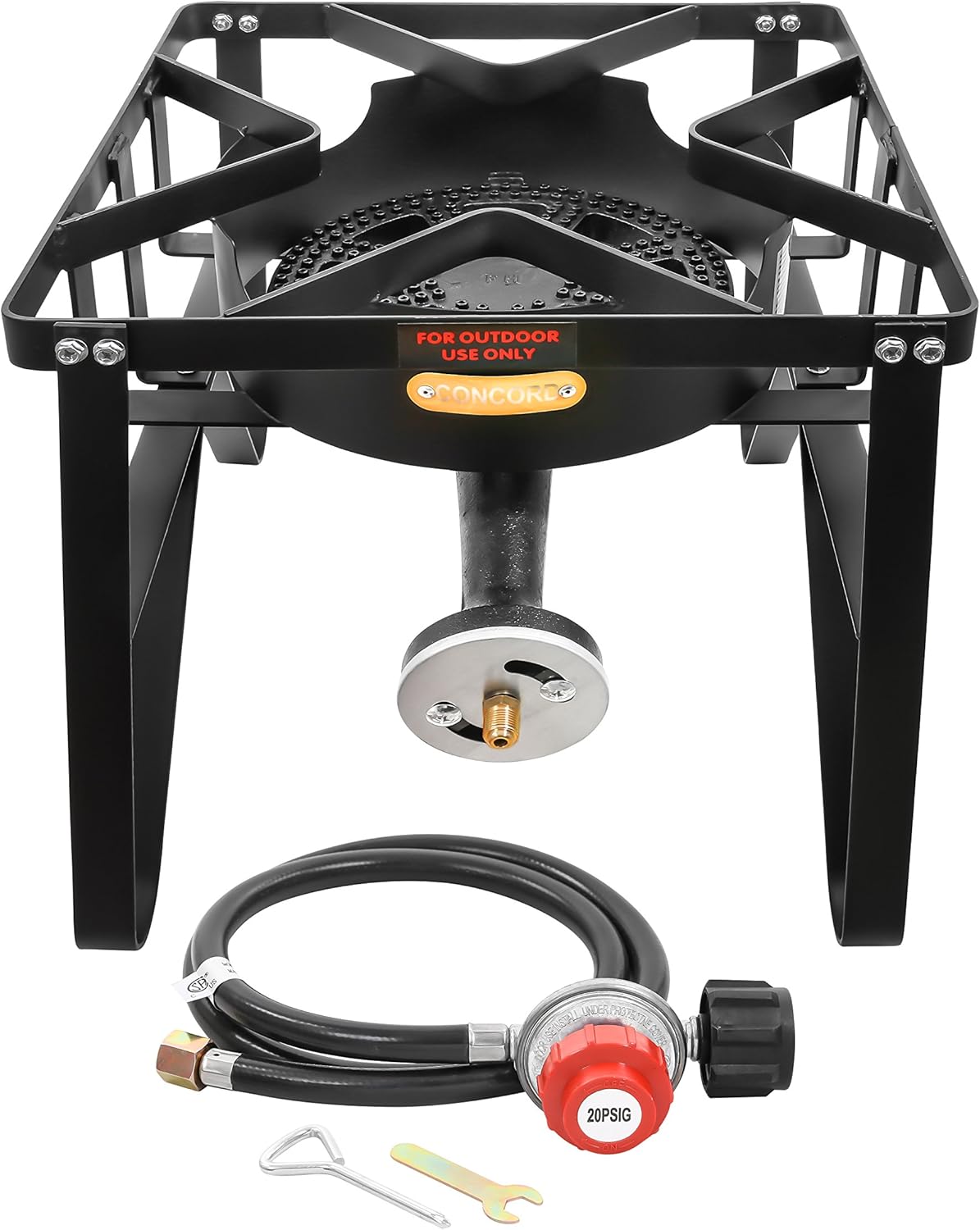 Concord Deluxe Banjo Single Propane Burner, 200,000 BTU Portable Outdoor Stove for Camping Cooking Home Brewing Making Sauces, 16 Square Concord Deluxe Banjo Single Propane Burner, 200,000 BTU Portable Outdoor Stove for Camping Cooking/Home Brewing/Making Sauces, 16” Square