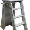 Confer Plastics 7200 Roll Guard 48" to 56" Adjustable A Frame Safety Ladder for Above Ground Outdoor Patio Swimming Pool Platform Ladder with Step Barrier, Warm Grey