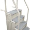 Confer Plastics Step-1X Sturdy Above Ground Entry System with Dual Handrails and Slip-Resistant Steps, Easy Installation, Supports up to 400 lbs - Proudly Made in USA. Warm Grey with Grey Treads