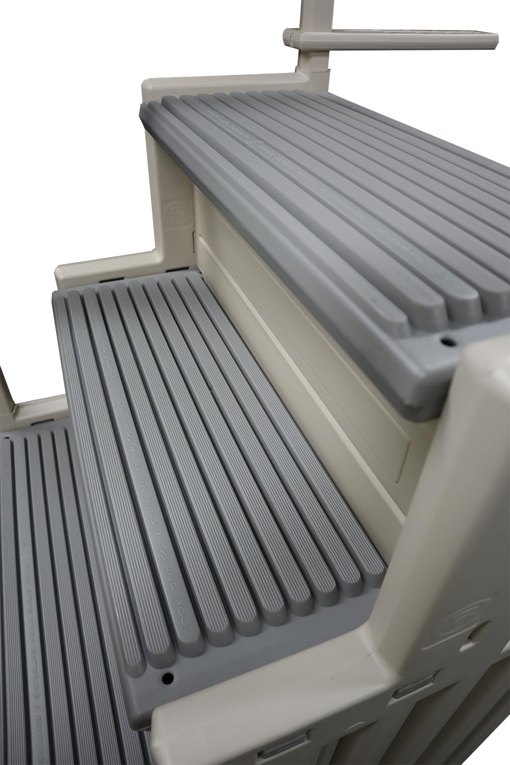 Confer Plastics Step-1X Sturdy Above Ground Entry System with Dual Handrails and Slip-Resistant Steps, Easy Installation, Supports up to 400 lbs - Proudly Made in USA. Warm Grey with Grey Treads11