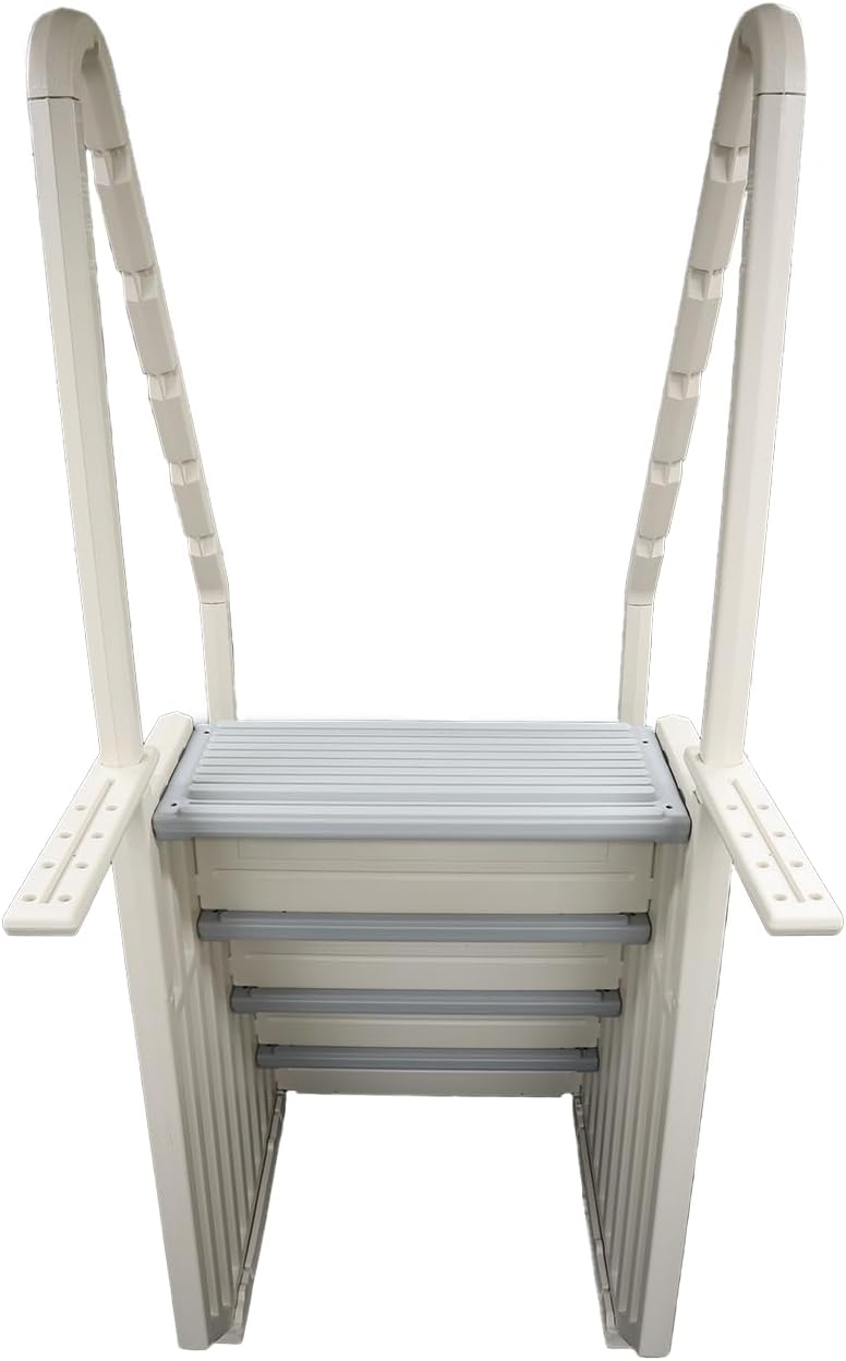 Confer Plastics Step-1X Sturdy Above Ground Entry System with Dual Handrails and Slip-Resistant Steps, Easy Installation, Supports up to 400 lbs - Proudly Made in USA. Warm Grey with Grey Treads8