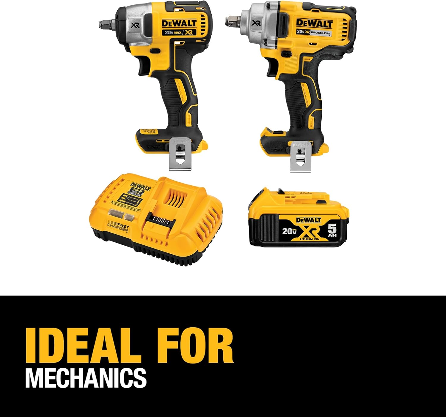 DEWALT 20V MAX Impact Wrench, Cordless 2-Tool Combo Kit, 1 2-Inch Mid-Range and 3 8-inch Compact with 5ah Battery and Charger (DCK205P1)67