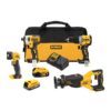 DEWALT DCK449E1P1 20V MAX XR Brushless 4-Tool Combo Kit with POWERSTACK Compact Battery, 5.0Ah Battery, Charger and Tool Bag