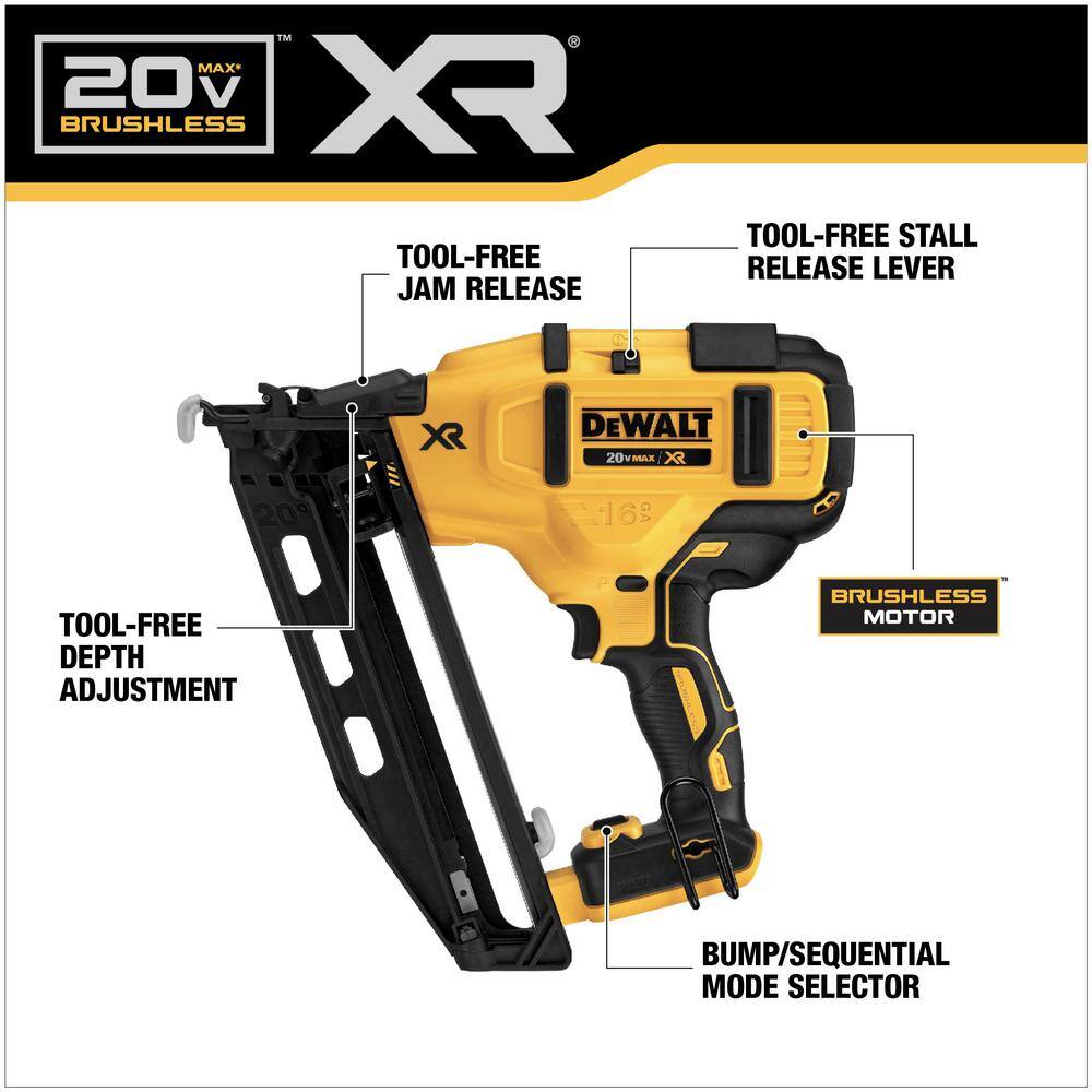 DEWALT DCN660BWS356B 20V MAX XR Lithium-Ion Electric Cordless 16GA Angled Finishing Nailer & Cordless Brushless Oscillating Tool (Tools Only)1