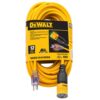 DEWALT DXEC14412050 50 ft. 12/3 SJTW Heavy-Duty Locking Yellow Extension Cord with Dual Lighted Plugs for Power and Ground Continuity