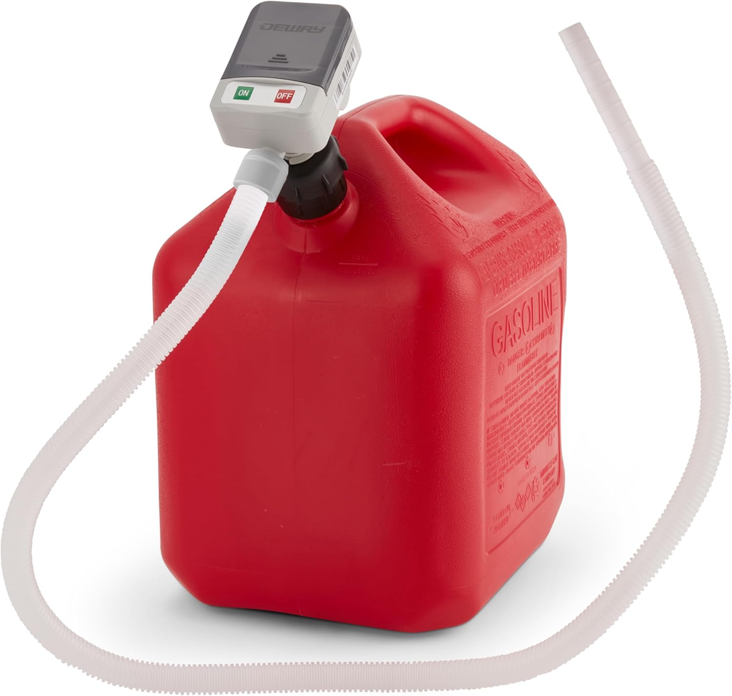 DeWay Fuel Transfer Pump for Gas Can with Basic Clip-On Nozzle Fast 2.4GPM Flow Rate, Long 51” Tube, Easy 4 AA Battery Power & 3 Fuel Can Adapters for Gasoline, Kerosene, Diesel & Non-Potable Water DeWay Fuel Transfer Pump for Gas Can with Basic Clip-On Nozzle | Fast 2.4GPM Flow Rate, Long 51” Tube, Easy 4 AA Battery Power & 3 Fuel Can Adapters for Gasoline, Kerosene, Diesel & Non-Potable Water