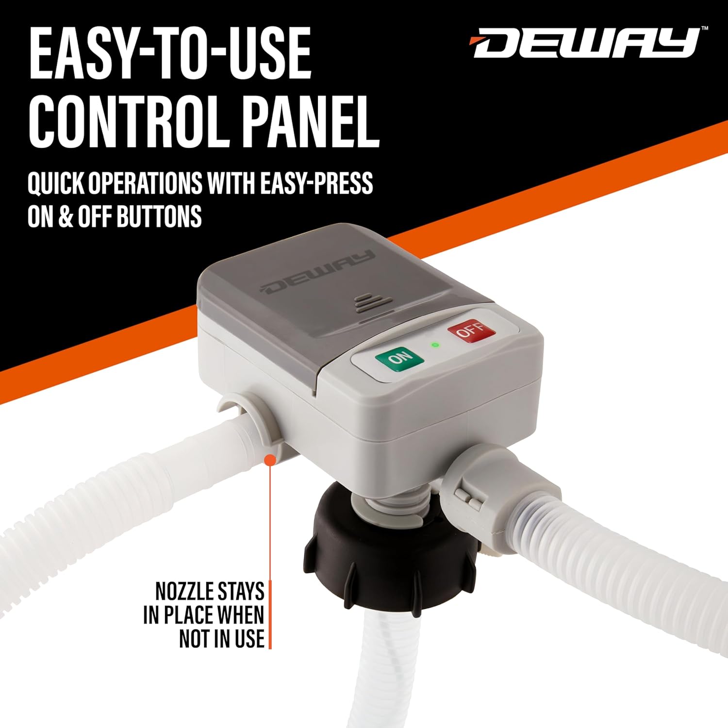 DeWay Fuel Transfer Pump for Gas Can with Basic Clip-On Nozzle Fast 2.4GPM Flow Rate, Long 51” Tube, Easy 4 AA Battery Power & 3 Fuel Can Adapters for Gasoline, Kerosene, Diesel & Non-Potable Water6