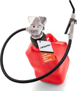 Deway Automatic Fuel Transfer Pump w/Hand Nozzle, AA Battery Powered, Advanced Adapters For All Size Gas & VP Racing Cans, Extra Long 59