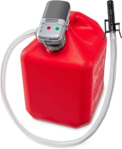 Deway Automatic Fuel Transfer Pump with Auto-Stop & Beeps When Tank Is Full, AA Battery Powered, Advanced Adapter Fits All Size Cans, Extra Long Hose, Portable Liquid Pump for Gasoline, Diesel & More