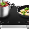Double Induction Cooktop Burner, 1800w 2 burner Induction Cooker Cooktop, 10 Temperature 9 Power Settings Portable Electric Countertop Burner Touch Stove with Child Safety Lock & Timer