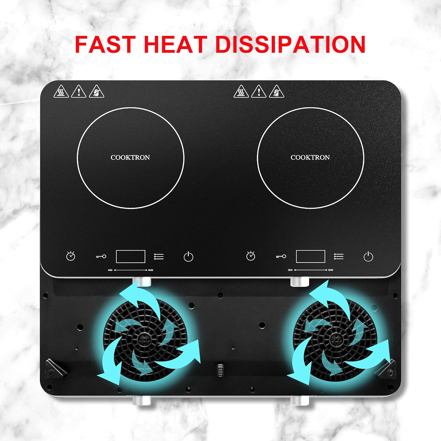 Double Induction Cooktop Burner, 1800w 2 burner Induction Cooker Cooktop, 10 Temperature 9 Power Settings Portable Electric Countertop Burner Touch Stove with Child Safety Lock & Timer5