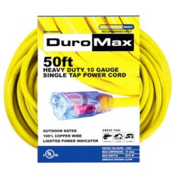 Duromax XPC10050A 50-ft 10 / 1 3 Prong Yellow Indoor/Outdoor Heavy Duty Lighted Extension Cord