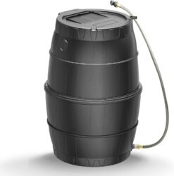 EJWOX Rain Barrels to Collect Rainwater from Gutter for Outdoor Use, 45 Gallon Black Rain Water Collection Barrels, BPA Free Water Catcher with Spigot, Lid, and Hose