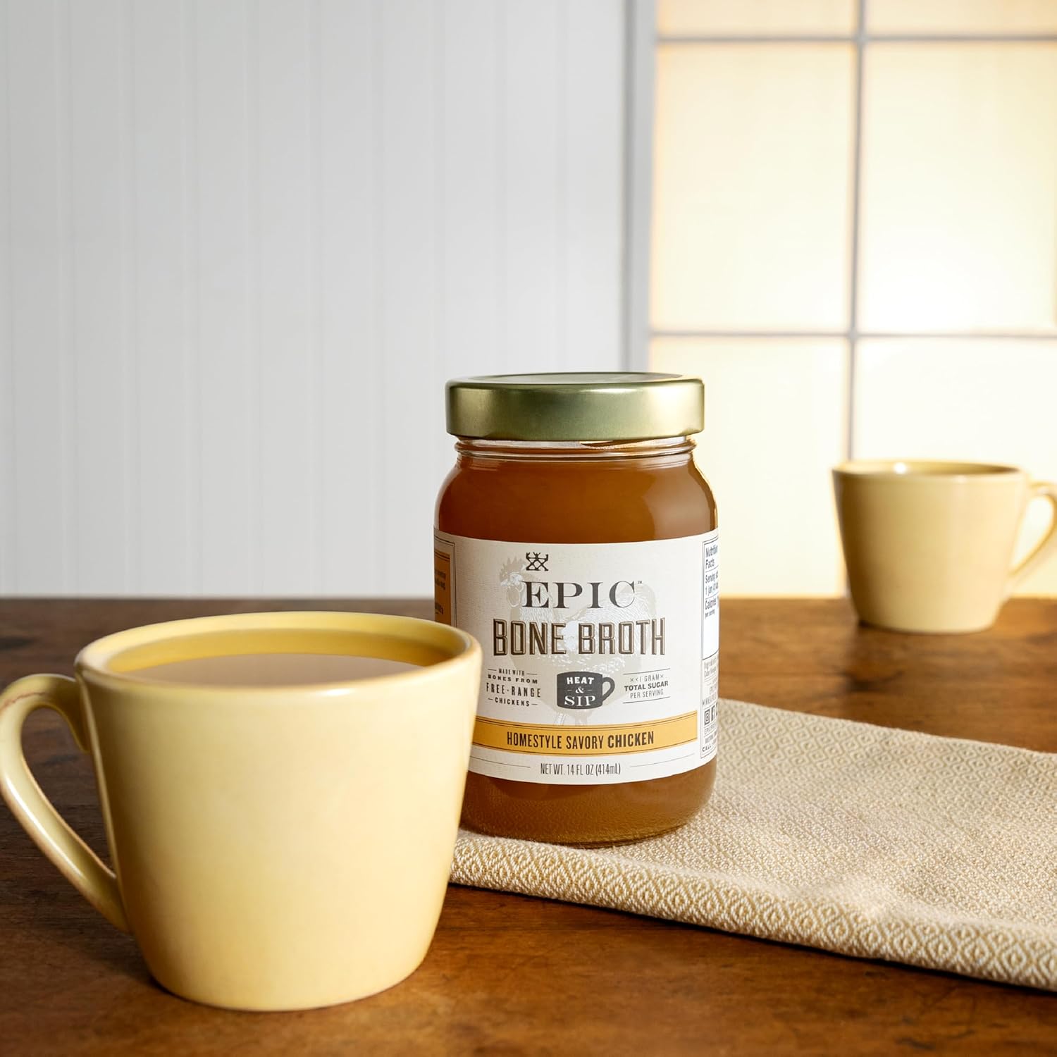 EPIC Bone Broth, Homestyle Savory Chicken, Keto and Paleo Friendly, Whole30 Approved, Gluten Free, 14 fl oz Jar (Pack of 6)2