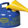 Eagle 2 Gallon Type I Blue Safety Gas Can for Kerosene with Flame Arrester, Self-Closing Lid, and F-15 Funnel, Made in the USA, Galvanized Steel Flammable Storage Can, UI20FSB