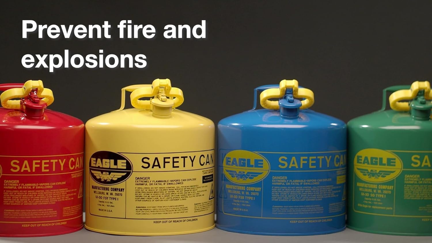 Eagle 2 Gallon Type I Blue Safety Gas Can for Kerosene with Flame Arrester, Self-Closing Lid, and F-15 Funnel, Made in the USA, Galvanized Steel Flammable Storage Can, UI20FSB0