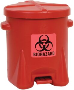 Eagle 6 Gallon Biohazard Trash Can with Foot-Operated Self-Closing Lid, 16.5