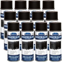 Eastwood High Heat Resistant Radiator Paint | Satin Black Spray for Paint for Automotive Radiators | Stone and Chip Resistant Paint Finish | Heat Resistant To 300° F | 12 oz | 12 Pack