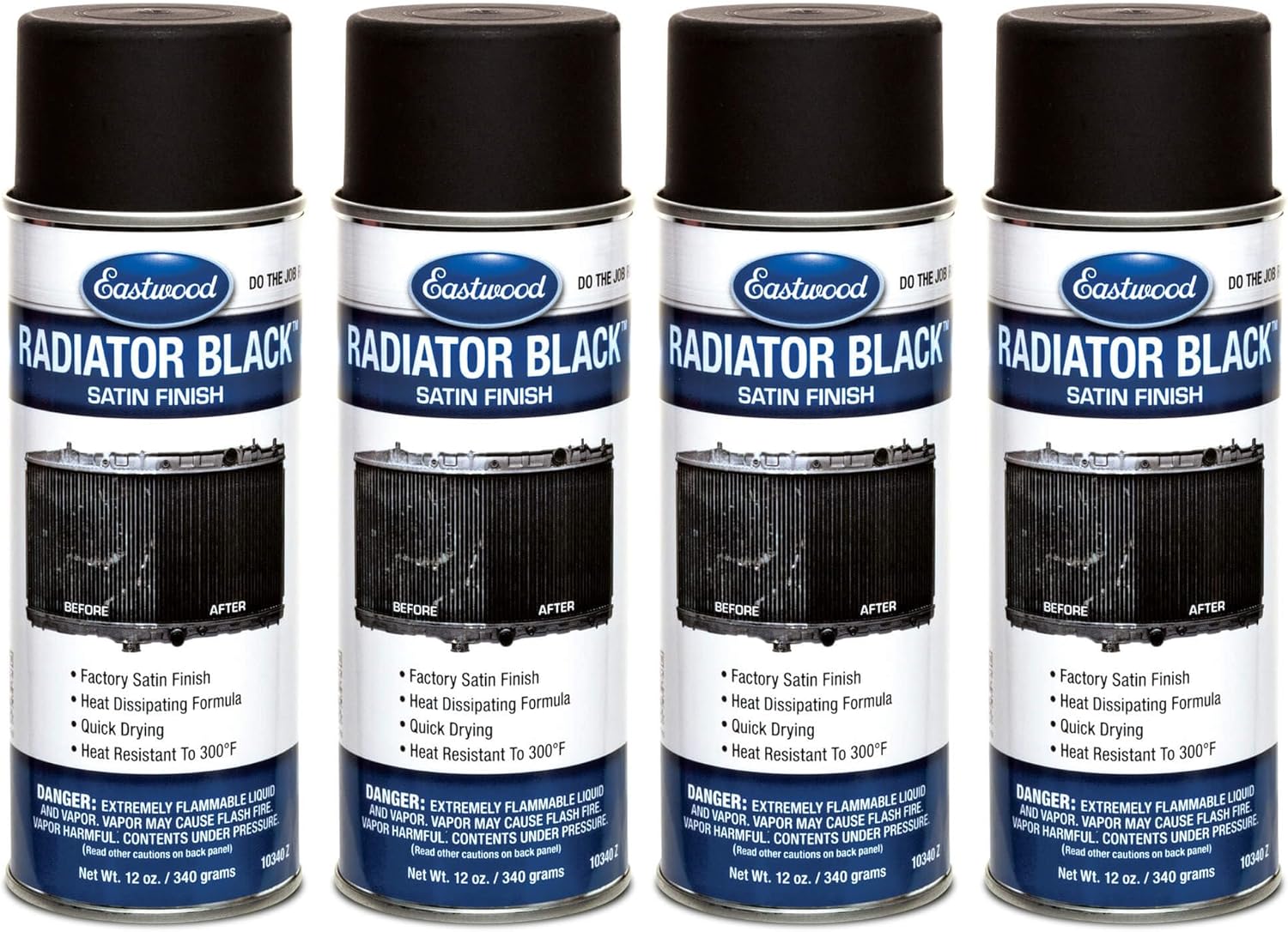 Eastwood High Heat Resistant Radiator Paint Satin Black Spray for Paint for Automotive Radiators Stone and Chip Resistant Paint Finish Heat Resistant To 300° F 12 oz 4 Pack Eastwood High Heat Resistant Radiator Paint | Satin Black Spray for Paint for Automotive Radiators | Stone and Chip Resistant Paint Finish | Heat Resistant To 300° F | 12 oz | 4 Pack