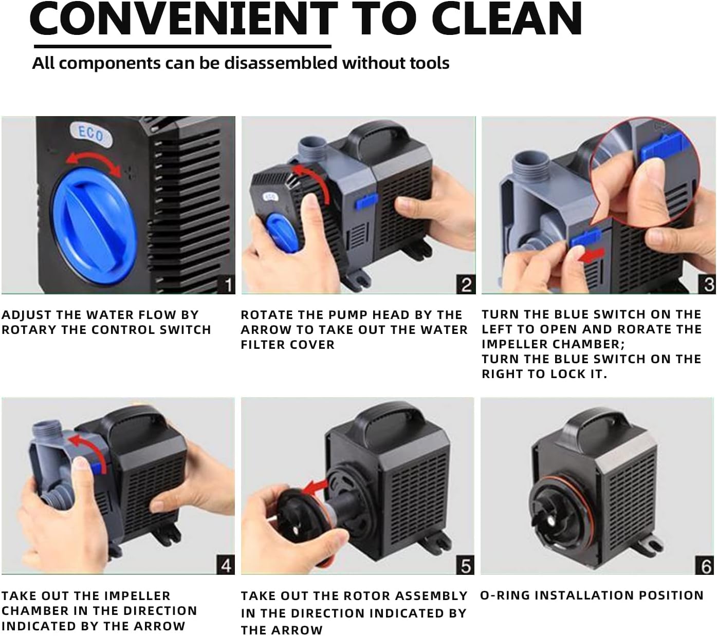 Electric Adjustable Flow Garden Sumbersible Fountain Pond Filter Silent Pump (1000GPH)8