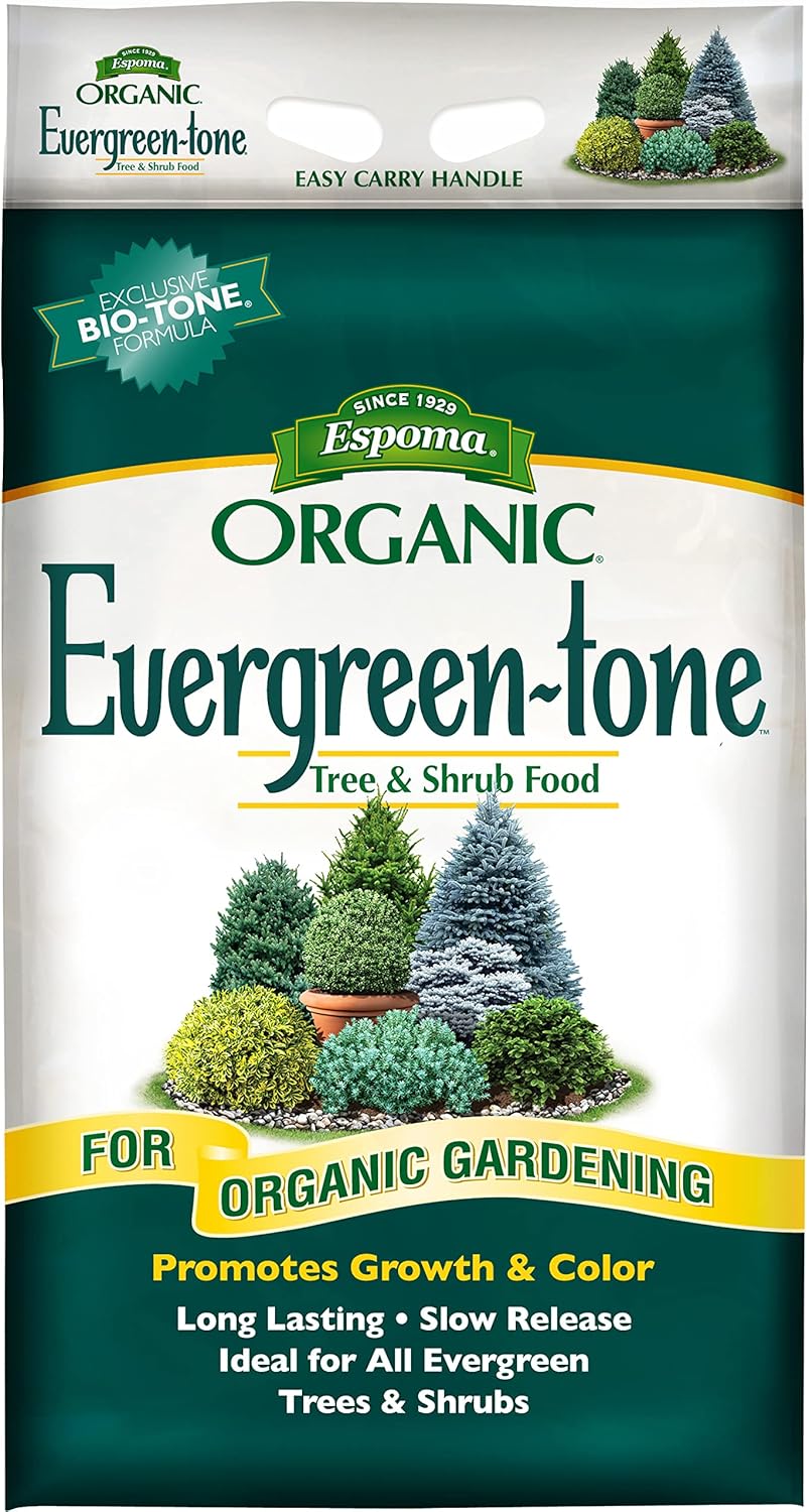Espoma Organic Evergreen-Tone 4-3-4 Natural & Organic Fertilizer and Plant Food for Evergreen Trees & Shrubs. 18 lb. Bag. Use for Planting & Feeding to Promote Optimum Growth Espoma Organic Evergreen-Tone 4-3-4 Natural & Organic Fertilizer and Plant Food for Evergreen Trees & Shrubs. 18 lb. Bag. Use for Planting & Feeding to Promote Optimum Growth