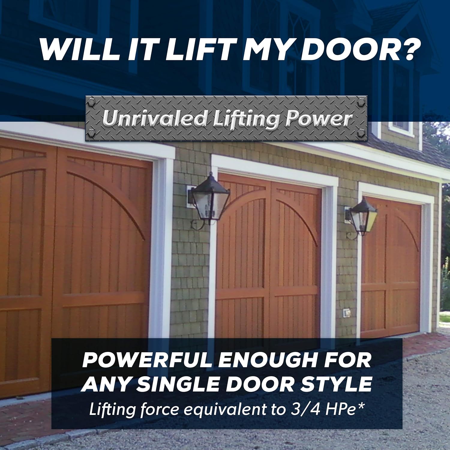 Everlift BU250 Sectional Garage Door Opener with Battery Backup, Heavy-Duty Chain Drive for Single or Double Doors, Wall Mount, and Remote Garage Opener, Quick and Easy Installation, White1