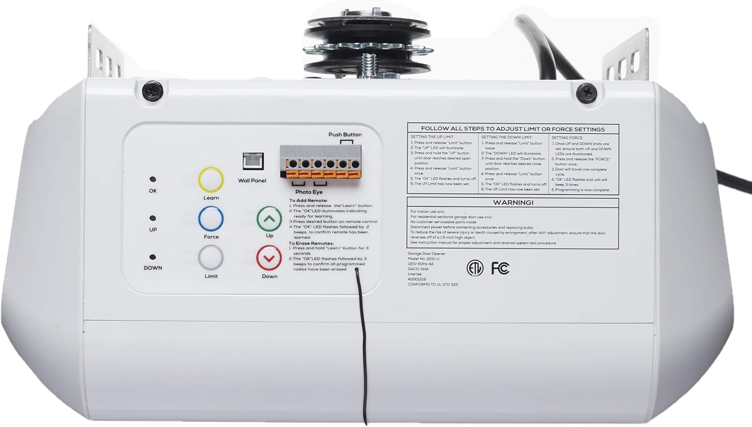 Everlift BU250 Sectional Garage Door Opener with Battery Backup, Heavy-Duty Chain Drive for Single or Double Doors, Wall Mount, and Remote Garage Opener, Quick and Easy Installation, White8