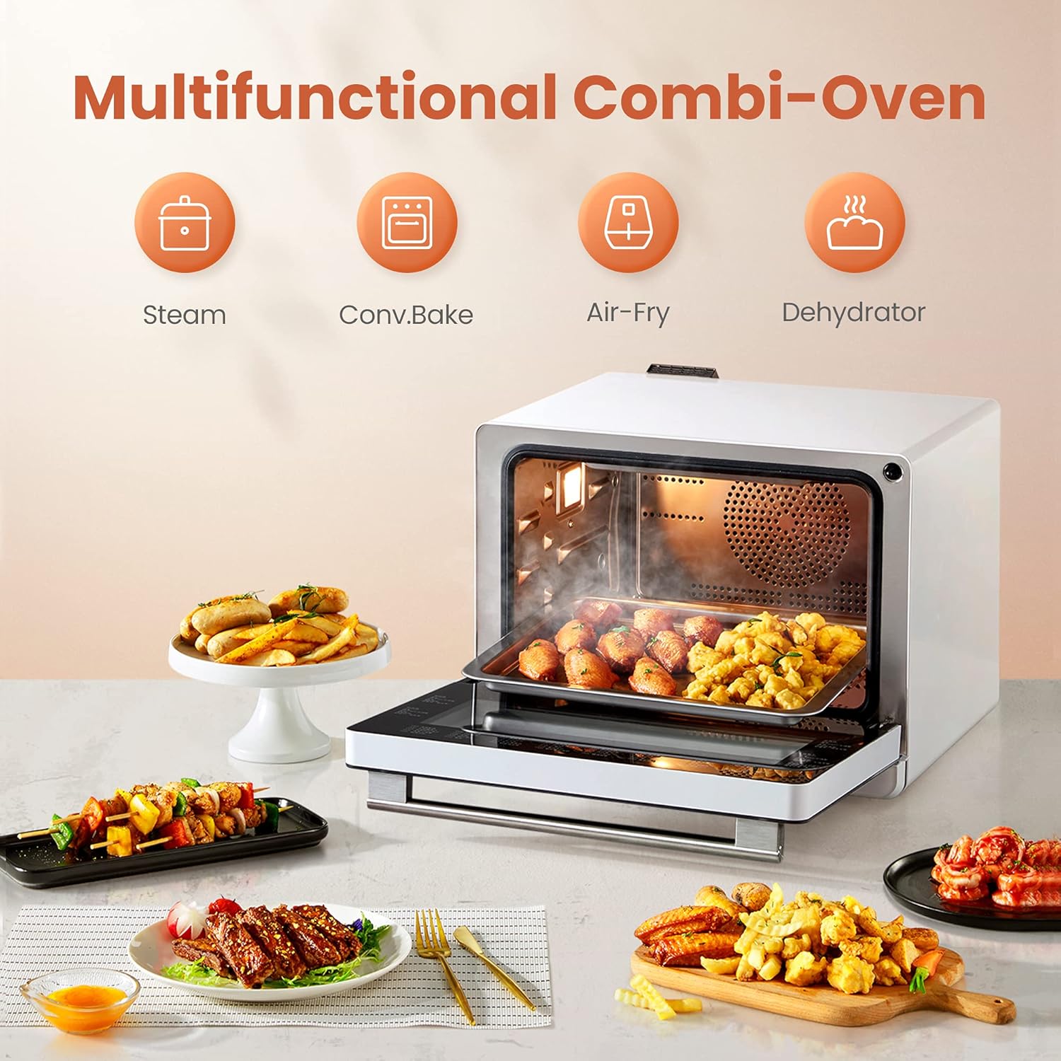 FOTILE ChefCubii 4-in-1 Countertop Convection Steam Oven, Air Fryer, Dehydrator with True Convection Bake, Steam-Bake, Broil, 40 Preset Menu and Steam Self-Clean, 1 CFT1