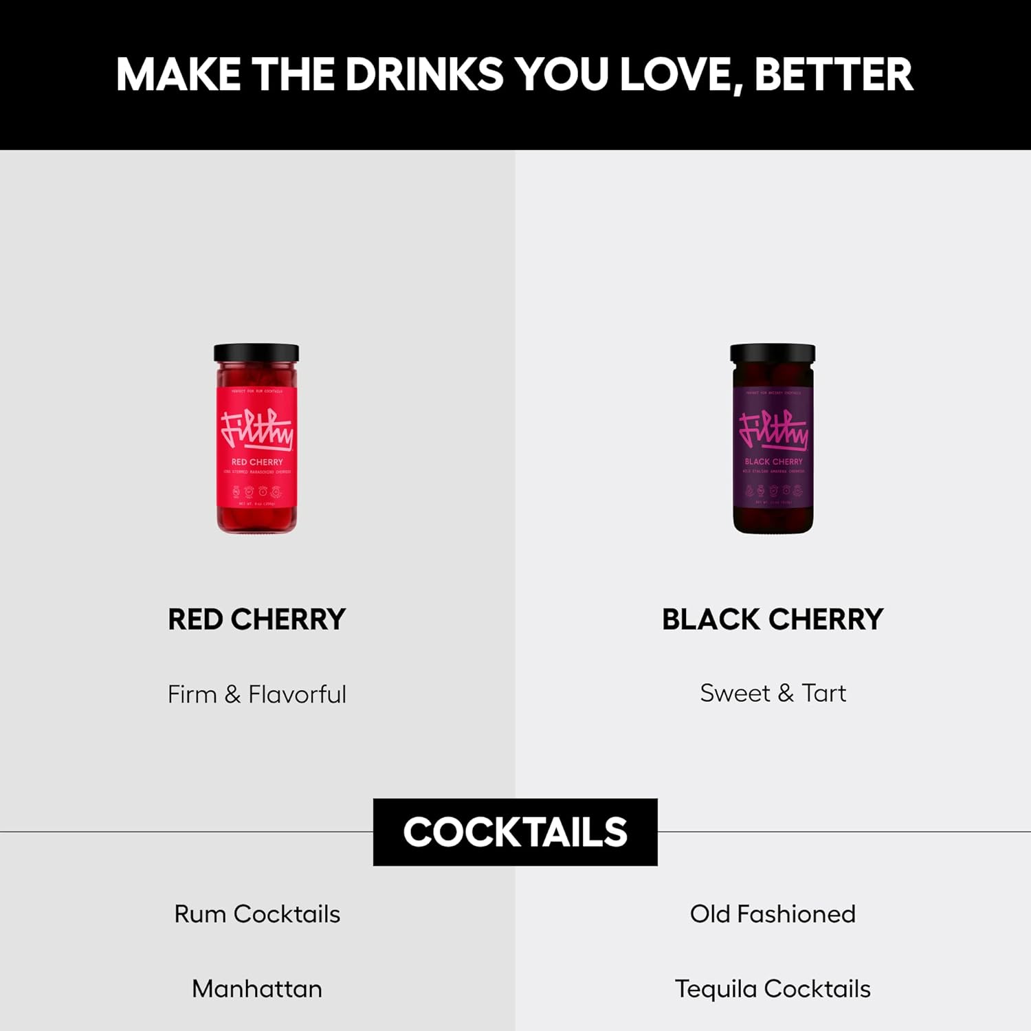 Filthy Cocktail Amarena Black Cherries, Premium Cocktail Garnish, All Natural Wild Italian Amarena Black Cherries, Non-GMO, Gluten Free, Vegan, Slow-Cooked, 45 Oz Tin, 170 Cherries23