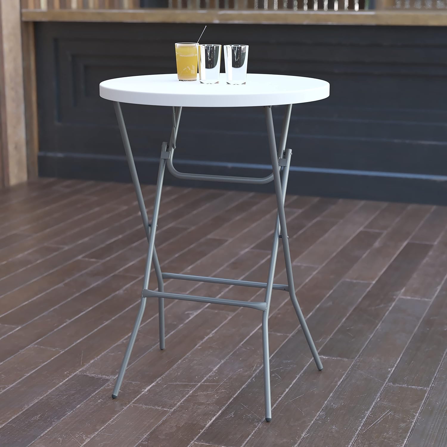 Flash Furniture 32 Round Folding Bar Height Tables for Parties and Commercial Events, Indoor Outdoor Plastic Bar Height Folding Tables, Set of 4, White Flash Furniture 32" Round Folding Bar Height Tables for Parties and Commercial Events, Indoor/Outdoor Plastic Bar Height Folding Tables, Set of 4, White
