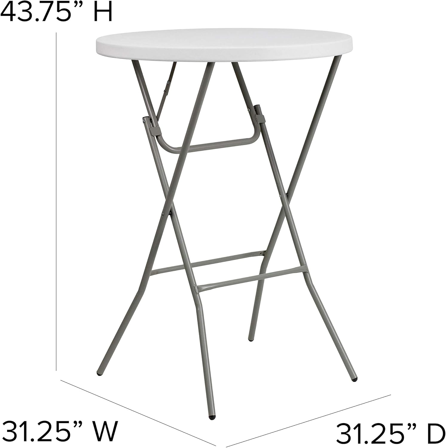 Flash Furniture 32 Round Folding Bar Height Tables for Parties and Commercial Events, Indoor Outdoor Plastic Bar Height Folding Tables, Set of 4, White1