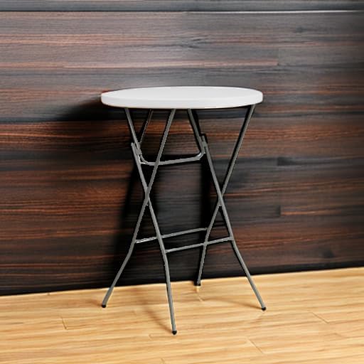 Flash Furniture 32 Round Folding Bar Height Tables for Parties and Commercial Events, Indoor Outdoor Plastic Bar Height Folding Tables, Set of 4, White5