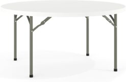 Flash Furniture 5' Round All-Occasion Plastic Folding Event Table for Parties and Trade Shows, Folding Banquet Table for Indoor/Outdoor Events, White