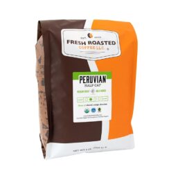 Fresh Roasted Coffee, Organic Peru Water Processed Half-Caf, 5 lb (80 oz), Mold & Mycotoxin Tested, Kosher, Medium Roast, Whole Bean