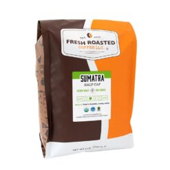 Fresh Roasted Coffee, Organic Sumatra Water Half-Caf | 5 lb (80 oz) |100% Single Origin | Medium Roast | RFA Kosher | Whole Bean