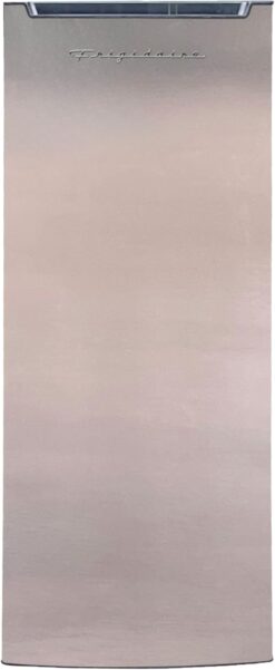 Frigidaire Upright Freezer, 6.5 cu. ft., Deep Freeze, Vinyl Coated Metal with Wire Shelving, Compact for Kitchen, RV, Dorm, Cabin, and Trailer, Platinum Design Series, Silver - 21D x 23W x 56H